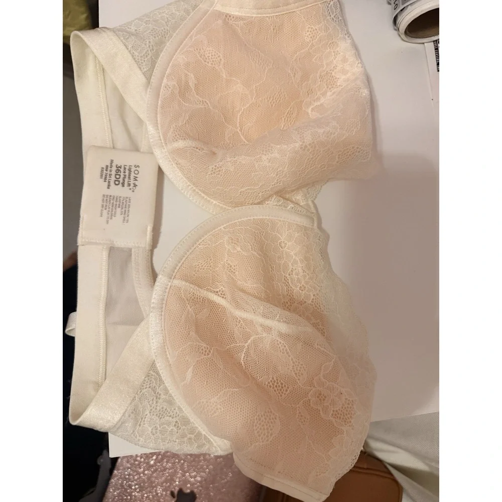 Soma Bra 36DD Beige Lightest Lift Lace Plunge Underwire 032201 NWOT